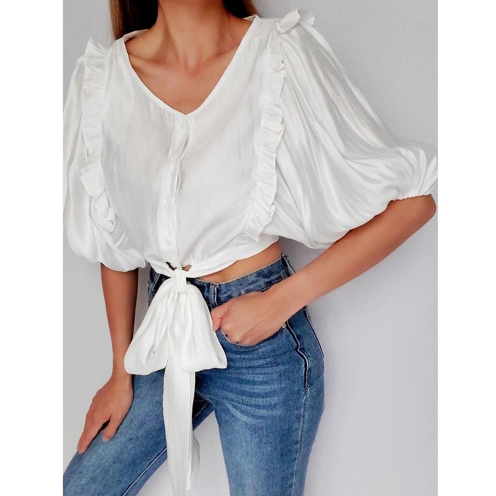 Anais Ruffle Bib Blouse